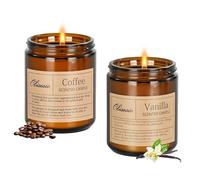Obisesio Candele 2 Pack, Candeles per la casa profumata, Aromaterapia Candela Set regalo per le donne Cera di soia Lunga durata Ambra Jar Candele regalo per Madre San Valentino (Caffè E Vaniglia)
