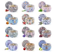 Obisesio Set Candele Profumate Regalo - 12 Candele Naturali in Cera di Soia - Candele Rilassanti Aromaterapia, Candela Profumata Regalo, Candele Profumate Piccole per Atmosfere Rilassanti