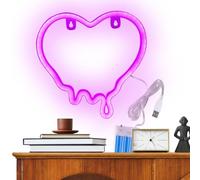 objbhuely Insegna al neon a forma di cuore da parete, alimentata a batteria o USB, luce ambientale decorativa per appassionati, coppie, giovani adulti, compleanni, vacanze, matrimoni, feste, ufficio