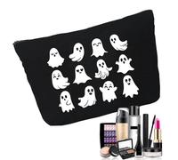objbhuely Trousse per cosmetici da donna, con stampa di fantasmi di Halloween, piccola pochette per il trucco, portatile e carina, in tela, per donne, per tutti i giorni, viaggi, campeggio, casa