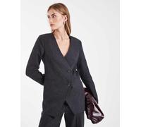 Object - Blazer sartoriale con dettaglio asimmetrico grigio scuro mélange in coordinato 44