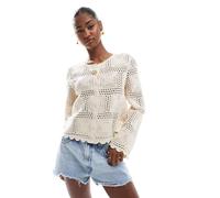 Object - Cardigan all'uncinetto color crema-Bianco 40-42