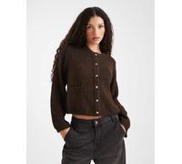 Object - Cardigan extra largo color marrone cioccolato con bottoni dorati 38-40