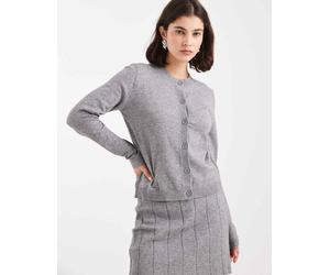 Object - Cardigan garzato sottile grigio mélange in coordinato 44-46