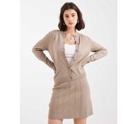 Object - Cardigan garzato sottile grigio talpa mélange in coordinato-Neutro 40-42