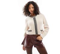 Object - Cardigan in maglia bianco corto con dettagli a contrasto e zip 38-40