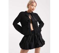 Object - Cardigan nero oversize in maglia con fiocchi in raso 40-42