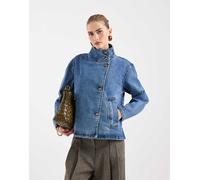 Object - Giacca di jeans corta premium morbida blu medio con bottoni sul davanti 44-46