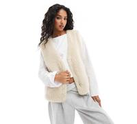 Object - Giacca senza maniche in pile borg color crema-Neutro 42