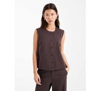 Object - Gilet color cioccolato con scollo rotondo in coordinato-Marrone 38