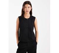 Object - Gilet nero e grigio gessato con scollo circolare in coordinato 40