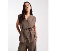 Object - Gilet sartoriale allacciato in vita color spugnola in coordinato-Marrone 42