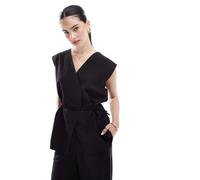 Object - Gilet sartoriale avvolgente nero in coordinato 38