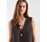 Object - Gilet sartoriale senza maniche color cioccolato con bottone oro in coordinato-Marrone 38