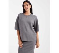 Object - Maglione a maniche corte strutturato grigio in coordinato 46-48