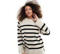 Object - Maglione color crema a righe nere con scollo rotondo-Multicolore 46-48