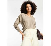 Object - Maglione con scollo a V beige fossile mélange-Neutro 44-46