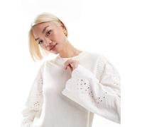 Object - Maglione lavorato bianco a coste con maniche ampie in pizzo 46-48