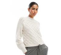 Object - Maglione premium color crema lavorato a nido d'ape-Bianco 40-42