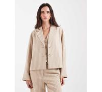 Object - Mix & Match - Blazer sartoriale corto squadrato color humus e nero gessato in coordinato-Neutro 38