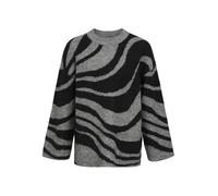 Object Objdiana Lo L/S Knit Pullover Noos Maglione Lavorato a Maglia, Medium Grey Melange/Motivo: Zebra Nero, XS/S Donna