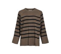 Object Objester LS Knit Top Noos Pullover, Morel/Strisce: Nero, S Donna