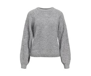 Object OBJFLORA RE L/S Knit Maglione Noos, Melange Grigio Medio, S