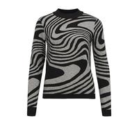 Object Objray L/S Knit Pullover AOP Noos Maglione Lavorato a Maglia, Black/Pattern:Medium Grey Melange Zebra, XS Donna
