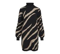 Object Objray L/S Knit Rollneck Dress AOP Noos Abito Lavorato a Magli, Black/Pattern:Desert Taupe Tiger Graphic, M Donna