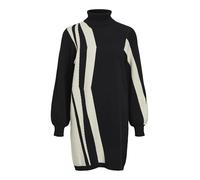 Object Objray L/S Knit Rollneck Dress AOP Noos Abito Lavorato a Magli, Black/Pattern:Sandshell Vertical Stripes, L Donna
