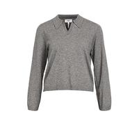 OBJECT Objthess L/S V-Neck Knit Polo Noos, Melange Grigio Medio, XS