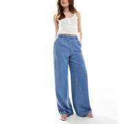 Object - Pantaloni in chambray a fondo ampio color denim azzurro-Blu 44-46