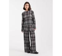 Object - Pantaloni plissé a fondo ampio a quadri monocromatici in coordinato-Bianco 42