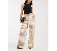 Object - Pantaloni sartoriali a fondo ampio color crema e nero a righe-Bianco 40