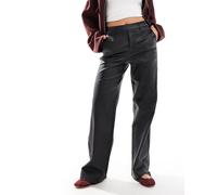 Object - Pantaloni sartoriali a fondo ampio neri spalmati-Nero 36