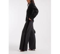 Object - Pantaloni sartoriali elasticizzati a fondo ampio grigio mélange con riga laterale 36