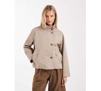 Object Premium - Trench corto premium color talpa con bottoni sul davanti-Neutro 44