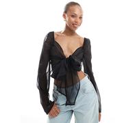 Object - Top a portafoglio in organza trasparente nero 40