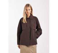 Object - Trench premium corto color cioccolato con colletto alla Peter Pan-Marrone 34