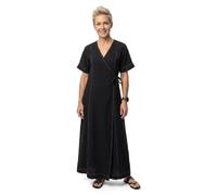 Object - Vestito lungo avvolgente nero con cuciture a contrasto color crema 42
