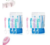 Objectivew - Set di mini spazzolini da denti 5 in 1, usa e getta, con filo interdentale, stuzzicadenti e perline, kit igienico con spazzolino da denti, per viaggi, hotel (2 sacchetti)