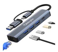 Oblinple Hub USB 3.0 USB C Ethernet 5 in 2 Adattatore USB a Lan RJ45 1000Mbps