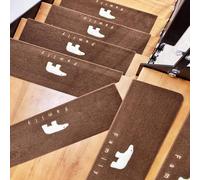 Obliqwin Tappetino Autoadesivo per Scale - 15 pezzi Long Tappetini Luminosi Antiscivolo Per Scale Tappetino per Scale Protezione Interne In Gradini Legno per Bambini Anziani e Animali