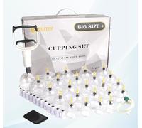 OBLITOP Coppette con pompa a vuoto, set da 24 pezzi, misura V2.0 per uomo e donna, tazze sottovuoto per muscoli del corpo, mal di schiena, massaggio, cellulite, ventosa, set di coppette