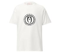 Oblivion Rune Crest T-Shirt - Maglietta unisex in cotone con simbolo del cerchio runico, design minimalista scuro per appassionati di gioco, sessioni di gioco di ruolo e tutti i giorni, Bianco, L