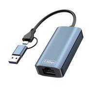 Obllemn Adattatore USB a Ethernet, Adattatore LAN USB 2,5 G, Adattatore di Rete 2 in 1 Type-C Ethernet 100/1000/2500 Mbps,Adattatore LAN, Steam Deck, i-Pad, MacBook, Smartphone, Laptop