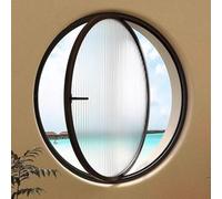 Oblò girevole a 360° in lega di alluminio con vetro temperato, ventilazione e stile, per bagno, cucina, soggiorno, facile installazione con maniglia (nero)