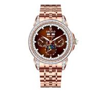 OBLVLO GCM-MUT Orologio da uomo di lusso in acciaio inossidabile 316L con fasi lunari con lunetta con diamanti multifunzione 24 ore, GCM-MUT-POPS, moderno