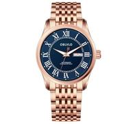 OBLVLO Orologio da polso da uomo, con numeri romani, automatico, automatico, con cinturino in pelle di vitello super luminoso, stile casual, GC-SIM, GC-SIM-PLP, moderno