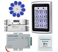 OBO HANDS Kit Sistema di Controllo Accessi Domestici Completo con Tastiera 1000 Utenti in Metallo + Blocco di Caduta Elettrico 12V + Alimentazione 12V 3A + Uscita Porta + 10pcs Telecomandi RFID